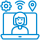 virtual office with icons and monitor